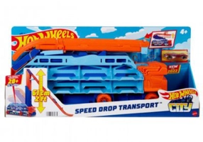 Mega transportator masini si pista de lansare Hot Wheels