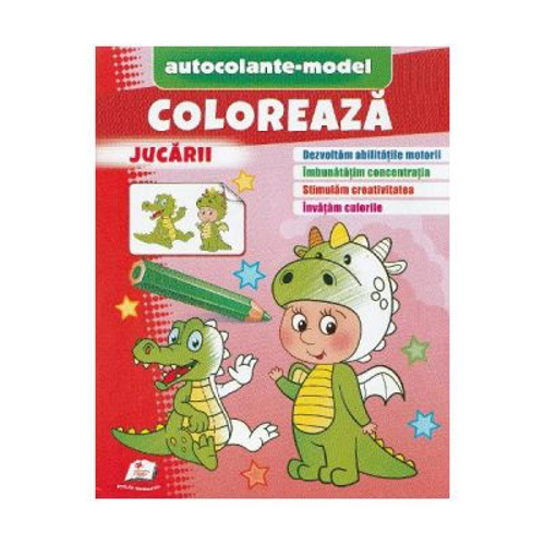 Coloreaza jucarii. Autocolante model