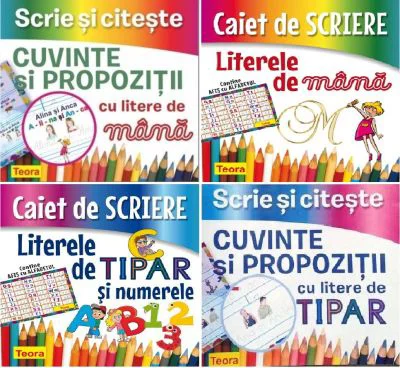 Set 4 carti Invat sa scriu si sa citesc cu litere de tipar si de mana