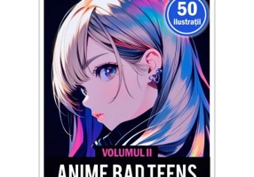 Carte de colorat pentru adulti, 50 de ilustratii, Anime Bad Teens, Volumul 2