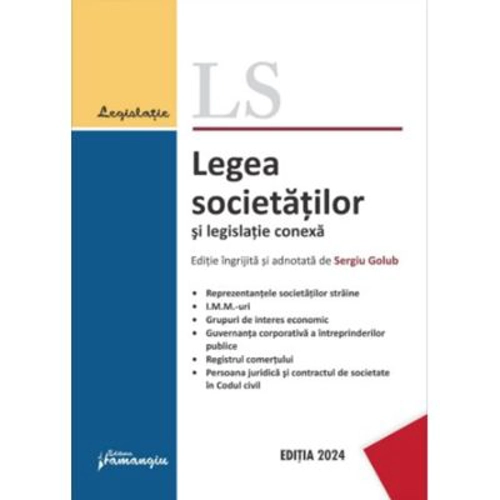 Legea societatilor si legislatie conexa. Actualizata 29 ianuarie 2024