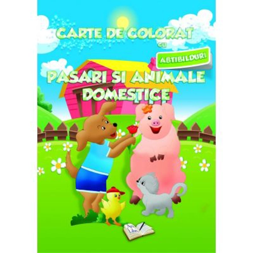 Carte de colorat cu abtibilduri. Pasari si Animale Domestice