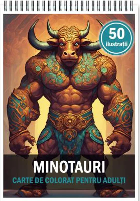Carte de colorat pentru adulti, 50 de ilustratii, Minotauri