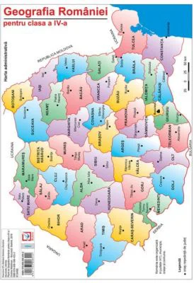 Harta Geografia Romaniei pentru clasa a 4-a
