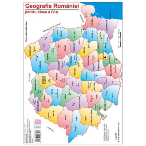 Harta Geografia Romaniei pentru clasa a 4-a