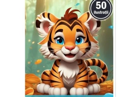 Carte de colorat, 50 de ilustratii, Tigri draguti