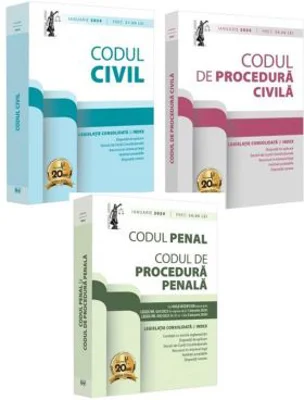 Pachet Codul civil. Codul penal si codul de procedura penala. Codul de procedura civila, ianuarie 2024. Editii tiparite pe hartie alba