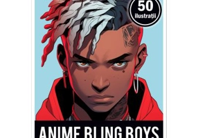 Carte de colorat pentru adulti, 50 de ilustratii, Anime Bling Boys