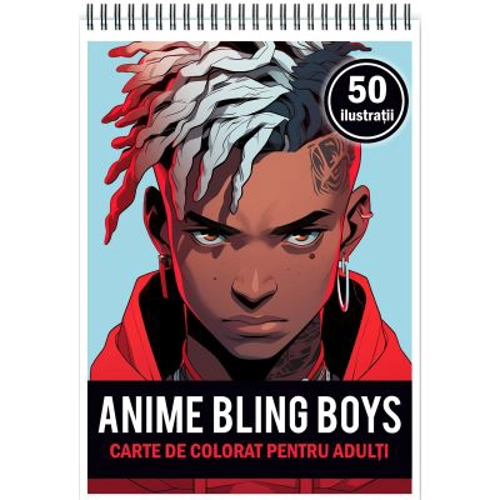 Carte de colorat pentru adulti, 50 de ilustratii, Anime Bling Boys