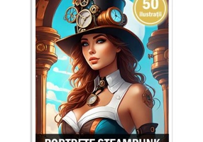 Carte de colorat pentru adulti, 50 de ilustratii, Steampunk