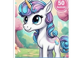 Carte de colorat, 50 de ilustratii, Unicorni draguti