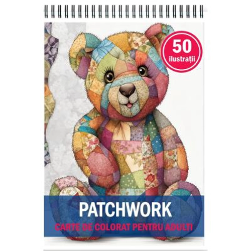 Carte de colorat pentru adulti, 50 de ilustratii, Patchwork