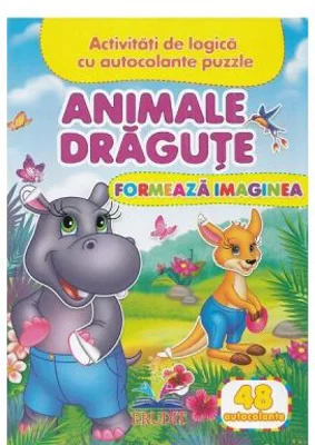Formeaza imaginea. Animale dragute + 48 autocolante