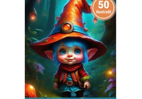 Carte de colorat, 50 de ilustratii, Gnomi in padure