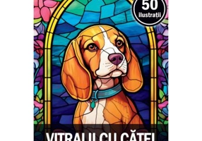Carte de colorat, 50 de ilustratii, Vitralii cu Catei