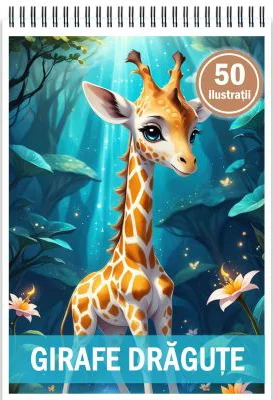Carte de colorat, 50 de ilustratii, Girafe dragute