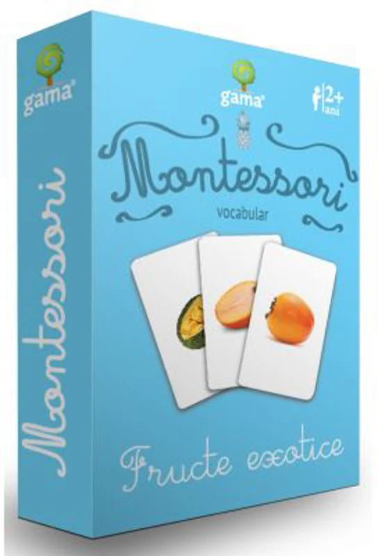 Carti de joc Montessori. Vocabular. Fructe exotice