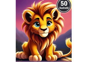 Carte de colorat, 50 de ilustratii, Lei draguti