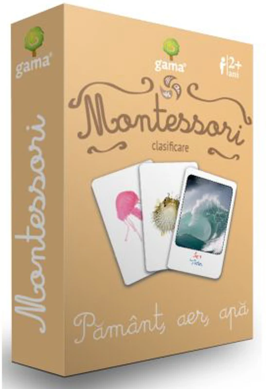 Carti de joc Montessori. Clasificare. Pamant, aer, apa