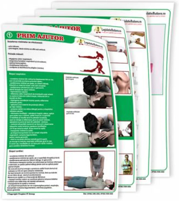 Set planse prim ajutor pentru scolile de soferi, 50 x 70 cm