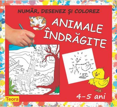 Numar, desenez si colorez ANIMALE INDRAGITE