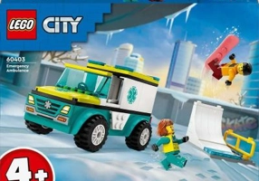 LEGO City. Ambulanta de urgenta si snowboarder 60403, 79 piese