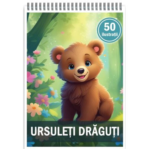 Carte de colorat, 50 de ilustratii, Ursuleti draguti