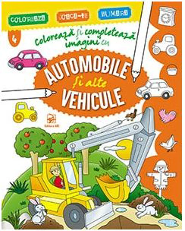 Coloreaza si completeaza imagini cu automobile si alte vehicule