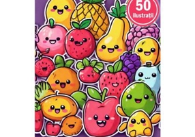 Carte de colorat, 50 de ilustratii, Fructe Adorabile