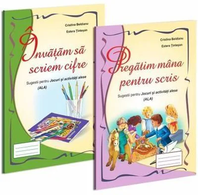 Pachet 2 carti jocuri si activitati. Invatam sa scriem cifre si Pregatim mana pentru scris