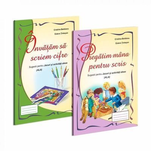 Pachet 2 carti jocuri si activitati. Invatam sa scriem cifre si Pregatim mana pentru scris