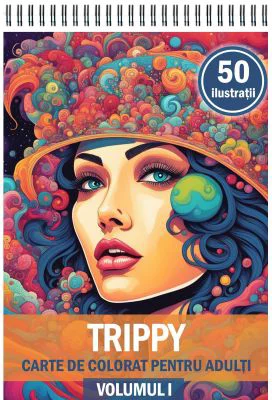 Carte de colorat cu 50 de ilustratii, Trippy, Volumul 1