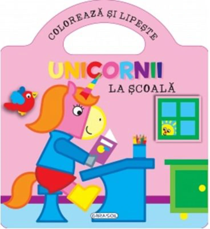 Unicornii - La scoala (Coloreaza si lipeste)
