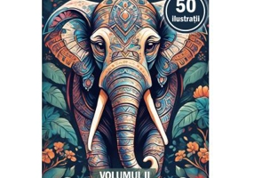 Carte de colorat cu 50 de ilustratii, Elefanti Mandala, Volumul 2