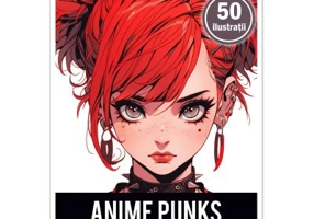 Carte de colorat pentru adulti, 50 de ilustratii, Anime Punk Girls