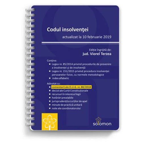 Codul insolventei actualizat la 10 februarie 2019