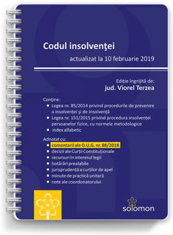 Codul insolventei actualizat la 10 februarie 2019