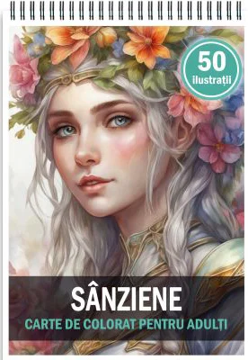 Carte de colorat, 50 de ilustratii, Sanziene