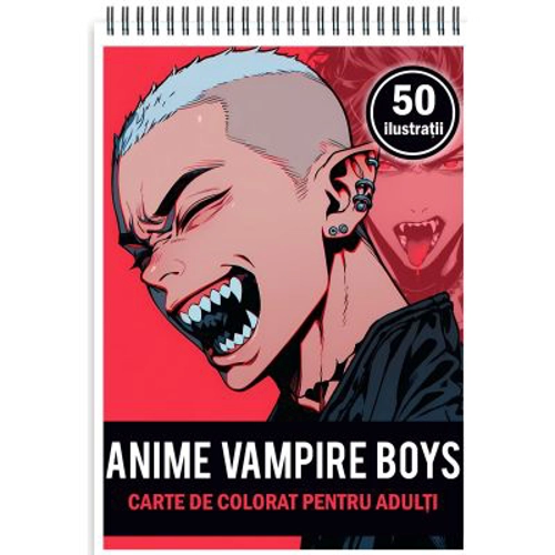 Carte de colorat, 50 de ilustratii, Anime Vampire Boys