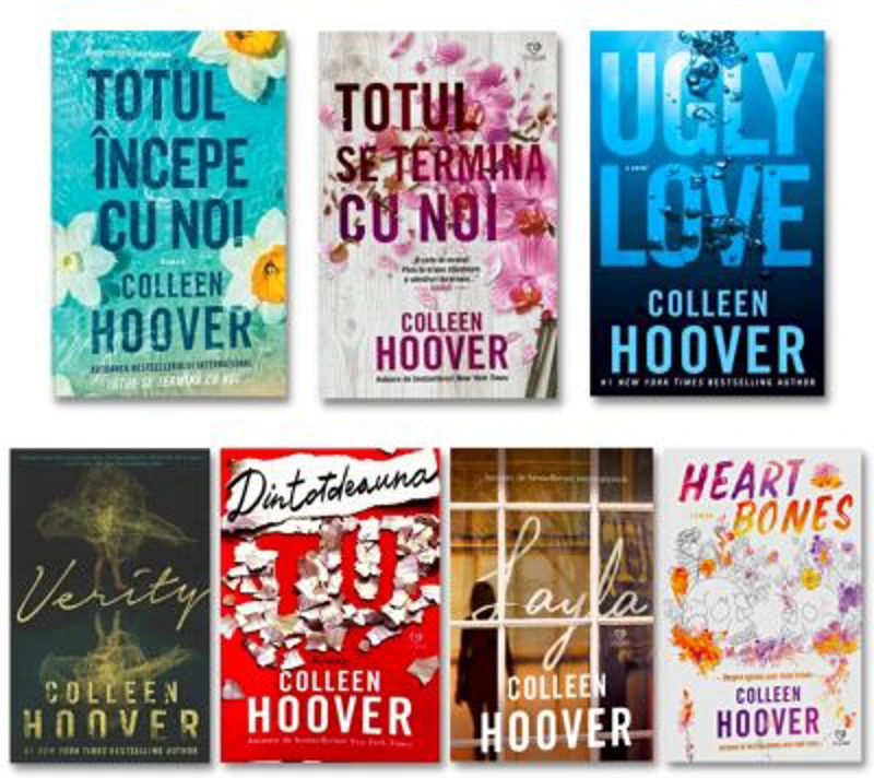 Seria Colleen Hoover: Totul incepe cu noi, Totul se termina cu noi, Ugly Love, Verity, Dintotdeauna tu, Layla, Heart Bones - Set 7 volume