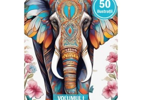 Carte de colorat cu 50 de ilustratii, Elefanti Mandala, Volumul 1