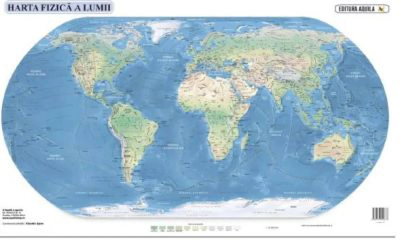 Harta lumii 120x160 cm, fizico-geografica/politica