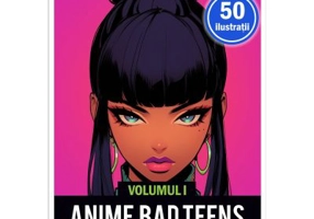 Carte de colorat pentru adulti, 50 de ilustratii, Anime Bad Teens, Volumul 1