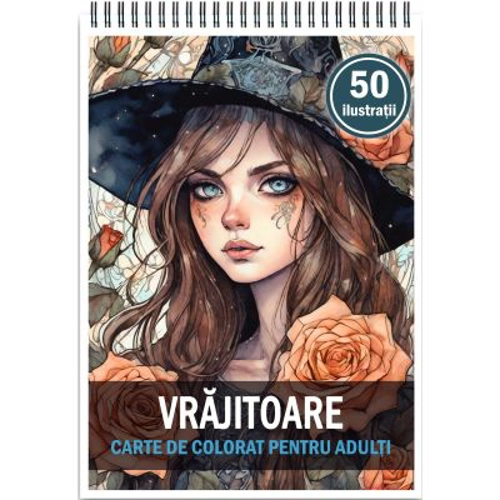 Carte de colorat, 50 de ilustratii, Vrajitoare