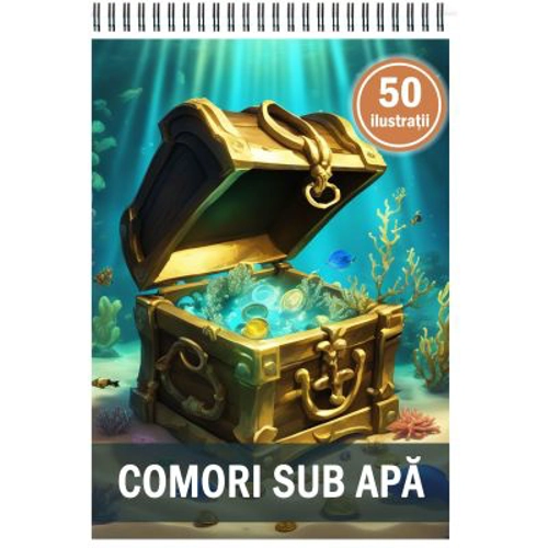 Carte de colorat, 50 de ilustratii, Comori sub apa