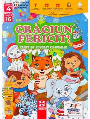 Craciun fericit. Carte de colorat cu animale
