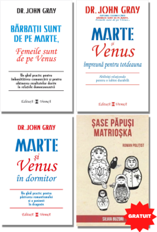 Pachet 3 carti Marte si Venus - Dr. John Gray + CADOU Sase papusi matrioska