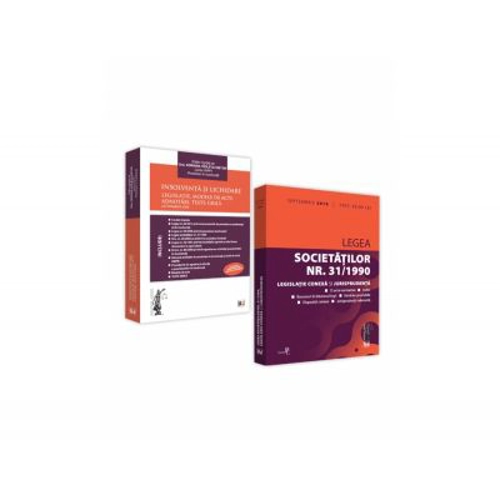 Pachet Insolventa si lichidare, Legea societatilor nr. 31/1990. Editie tiparita pe hartie alba. 2018 - Adriana Violeta Nistor