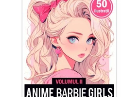 Carte de colorat pentru adulti, 50 de ilustratii, Anime Barbie Girls, Volumul 2