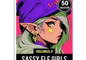 Carte de colorat pentru adulti, 50 de ilustratii Sassy Elf Girls, Volumul 2